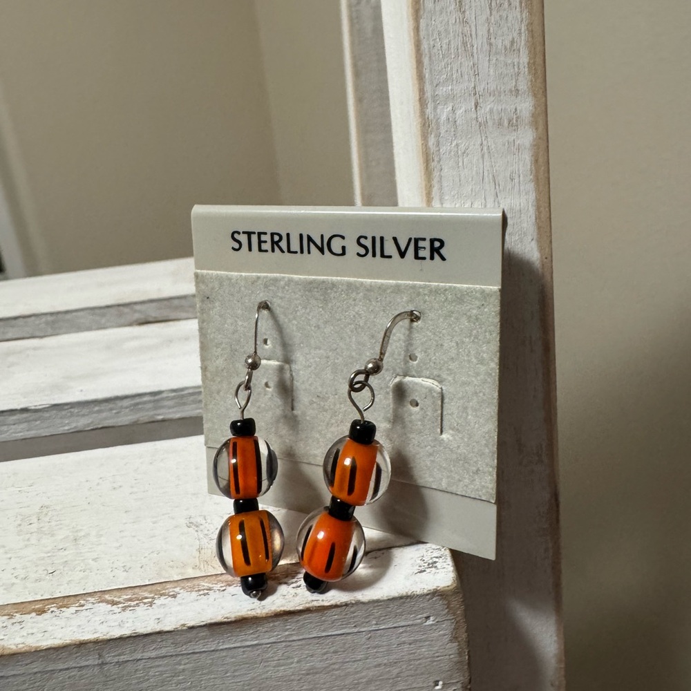 🆕Glass bead earrings in Fall or Halloween colors